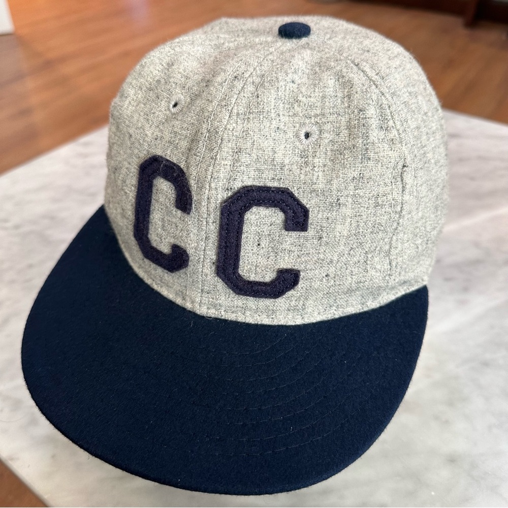 Ebbbets Field Flannels Adjustable Vintage Ballcap Grey Wool Blue CC Logo/Brim